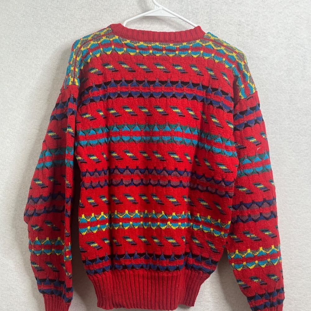Vintage Nick & Concrete NEWJ Red Geometric Knit Sweater Large - Picture 2 of 5